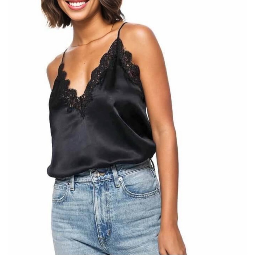 Cami NYC Black Satin Lace Camisole